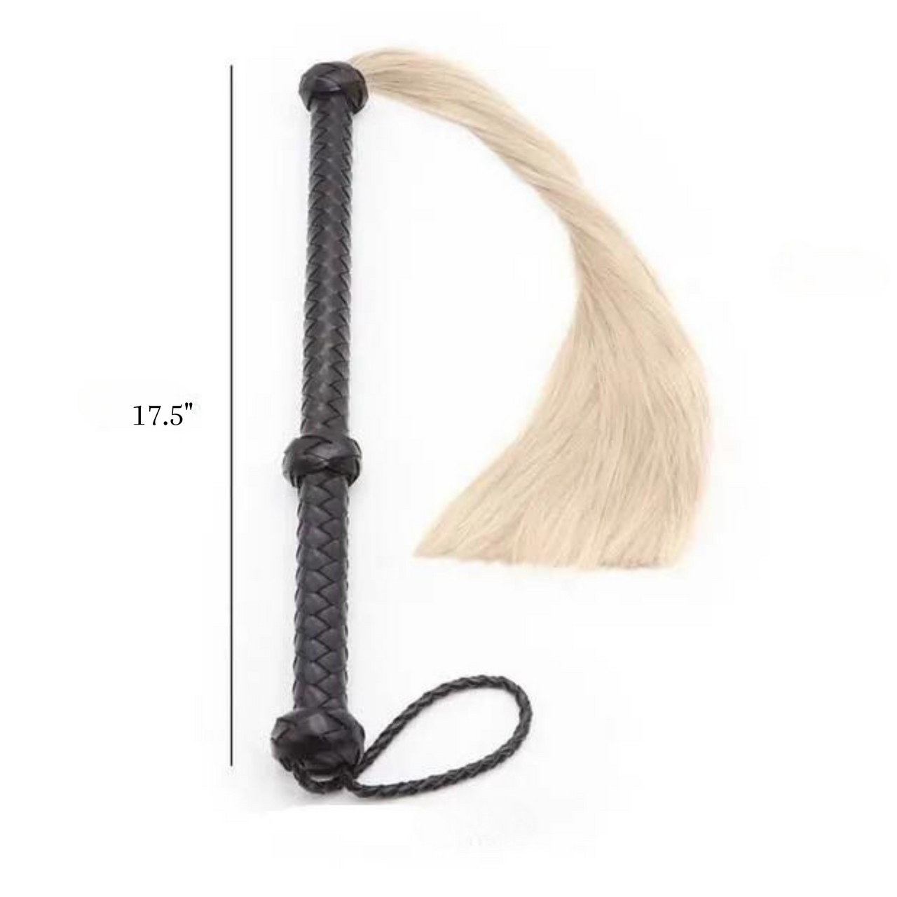 Enchanting Blonde Hair Spanking Flogger Whip with Black PU Leather Handle for Adult Bedroom Sensory Play