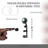 Thumbnail for Stainless Steel Finger Double Pinwheel Wartenberg Sensory Play Tool - 2 Wheel Spikes Erotic Sculpture