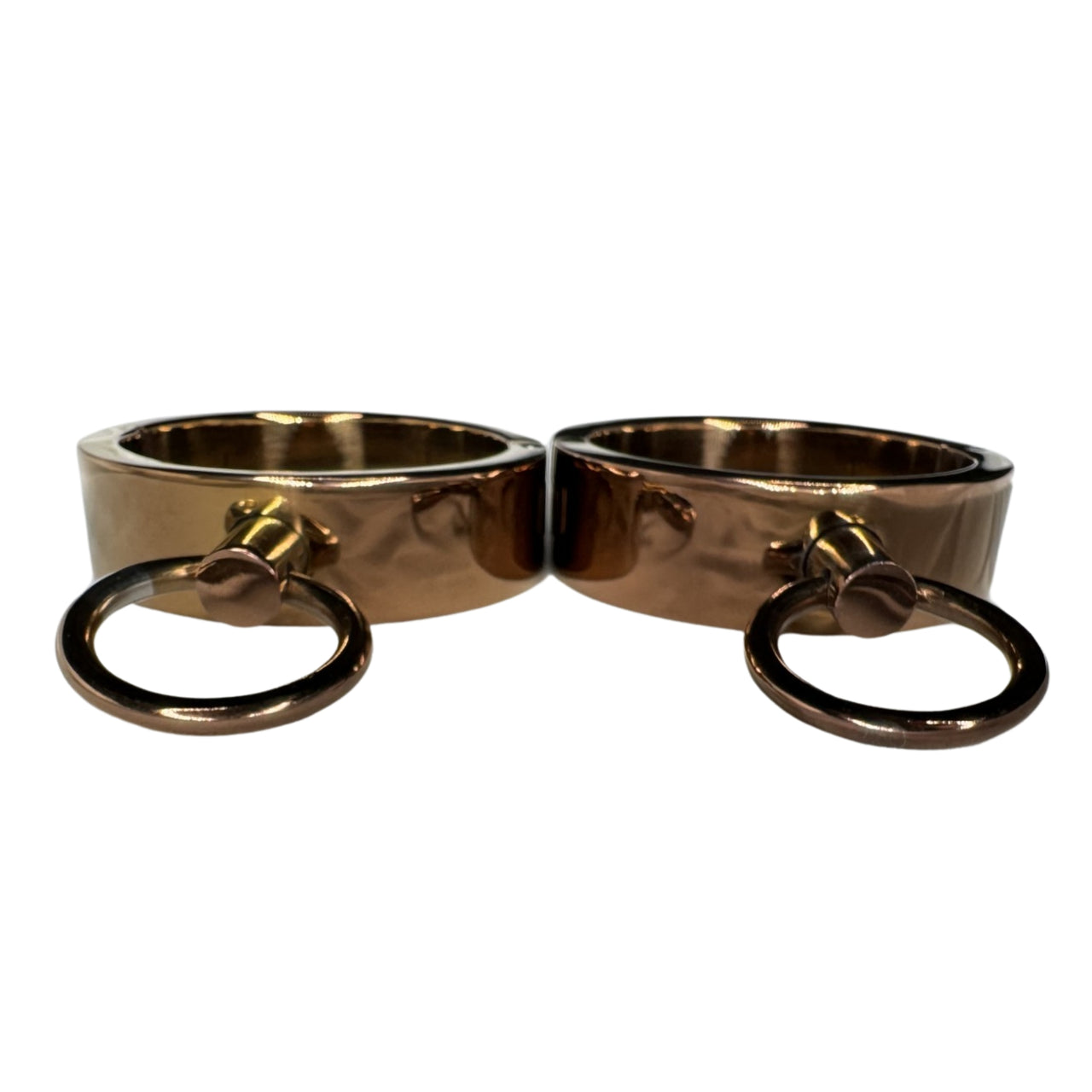 Ultra-Luxury Stainless Steel Wrist Cuffs – Premium BDSM Restraints with Velvet-Smooth Finish and O-Ring for Bondage Play