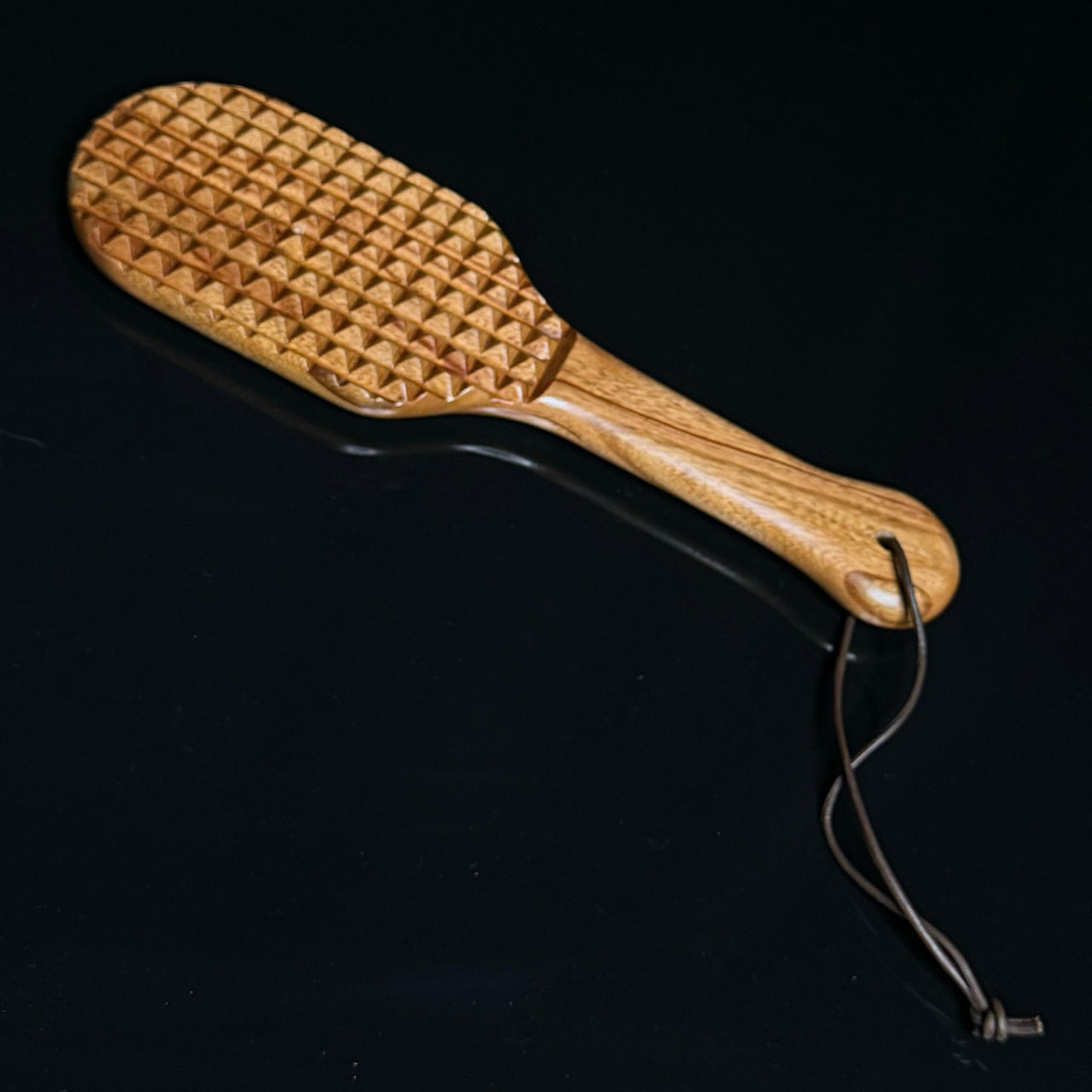 Premium Solid Bamboo Waffle Paddle Dual-Sided Design for Varied Sensory Discipline BDSM Play