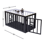 Thumbnail for Roomsacred Black Steel Coffee Table BDSM Cage with Black Padded Floor & Clear Acrylic Top