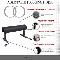 Thumbnail for Roomsacred Flogging Horse Whipping Table Multi-Positional Adjustable Height Bondage Bench Sex Room Décor Adult Furniture