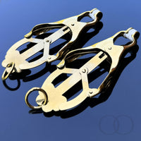 Thumbnail for Gold Butterfly Nipple Clamps with Rubber Tips Weight-Adding Capability Luxurious Sensory Play Accessory