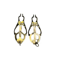 Thumbnail for Gold Butterfly Nipple Clamps with Rubber Tips Weight-Adding Capability Luxurious Sensory Play Accessory