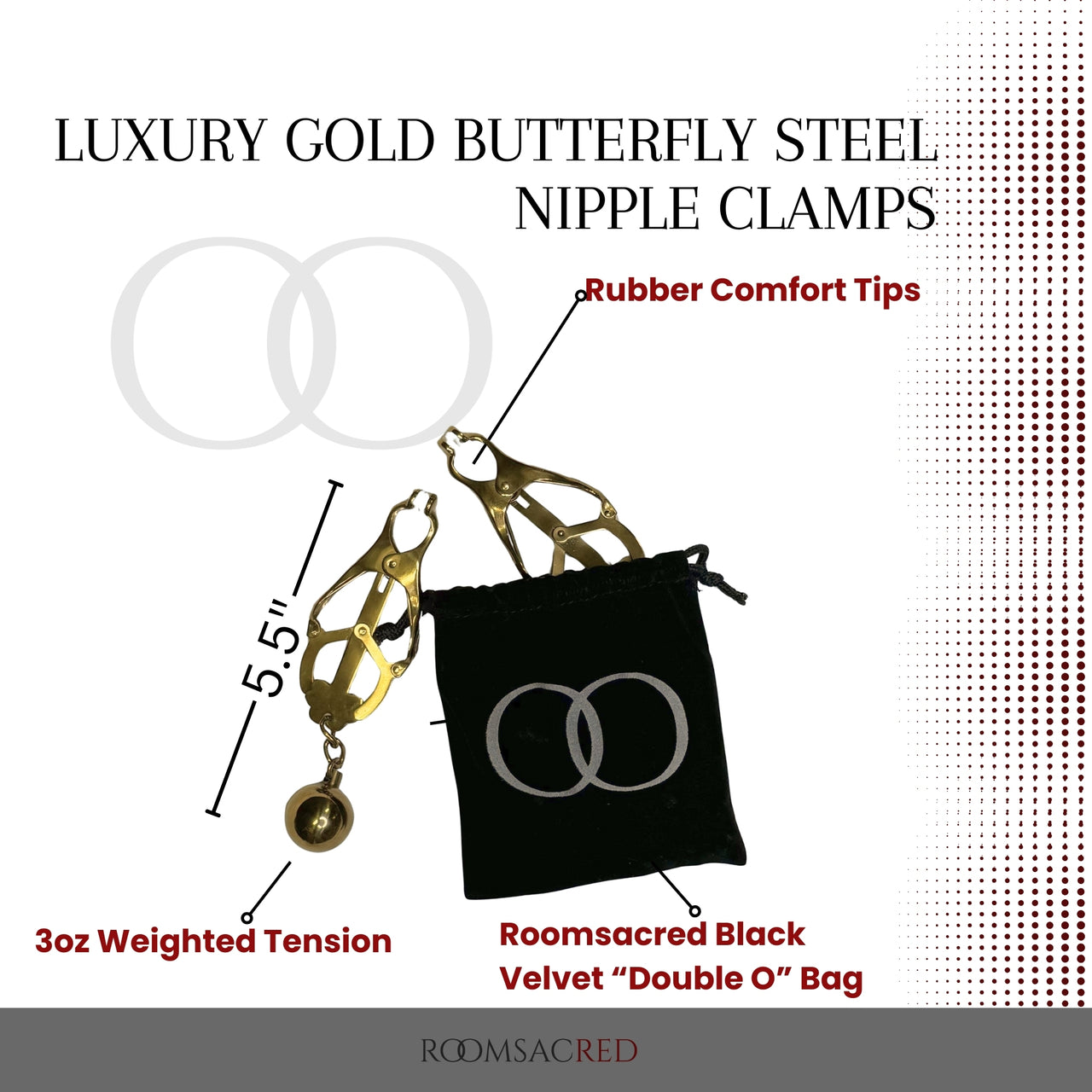 Luxury Gold Butterfly Steel Nipple Clamps with Gentle Rubber Tips Weighted Clamps for Enhanced Sensation Elegant Intimate Play Accessory