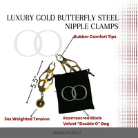 Thumbnail for Luxury Gold Butterfly Steel Nipple Clamps with Gentle Rubber Tips Weighted Clamps for Enhanced Sensation Elegant Intimate Play Accessory