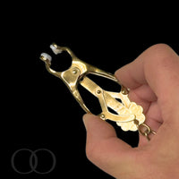 Thumbnail for Luxury Gold Butterfly-Shaped Nipple Clamps with Chain Soft Rubber Tips Sensory Play Weight Add-On