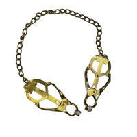 Thumbnail for Luxury Gold Butterfly-Shaped Nipple Clamps with Chain Soft Rubber Tips Sensory Play Weight Add-On