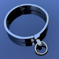 Thumbnail for Ultra-Luxury Stainless Steel Collar with Gemstone O-Ring – Premium BDSM Twist-Lock Choker Velvet-Smooth 2 Sizes for Custom Restraint