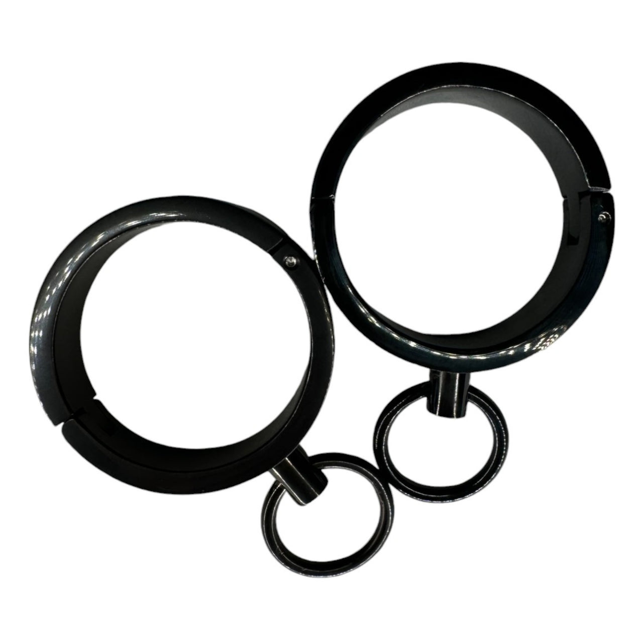 Ultra-Luxury Stainless Steel Wrist Cuffs – Premium BDSM Restraints with Velvet-Smooth Finish and O-Ring for Bondage Play