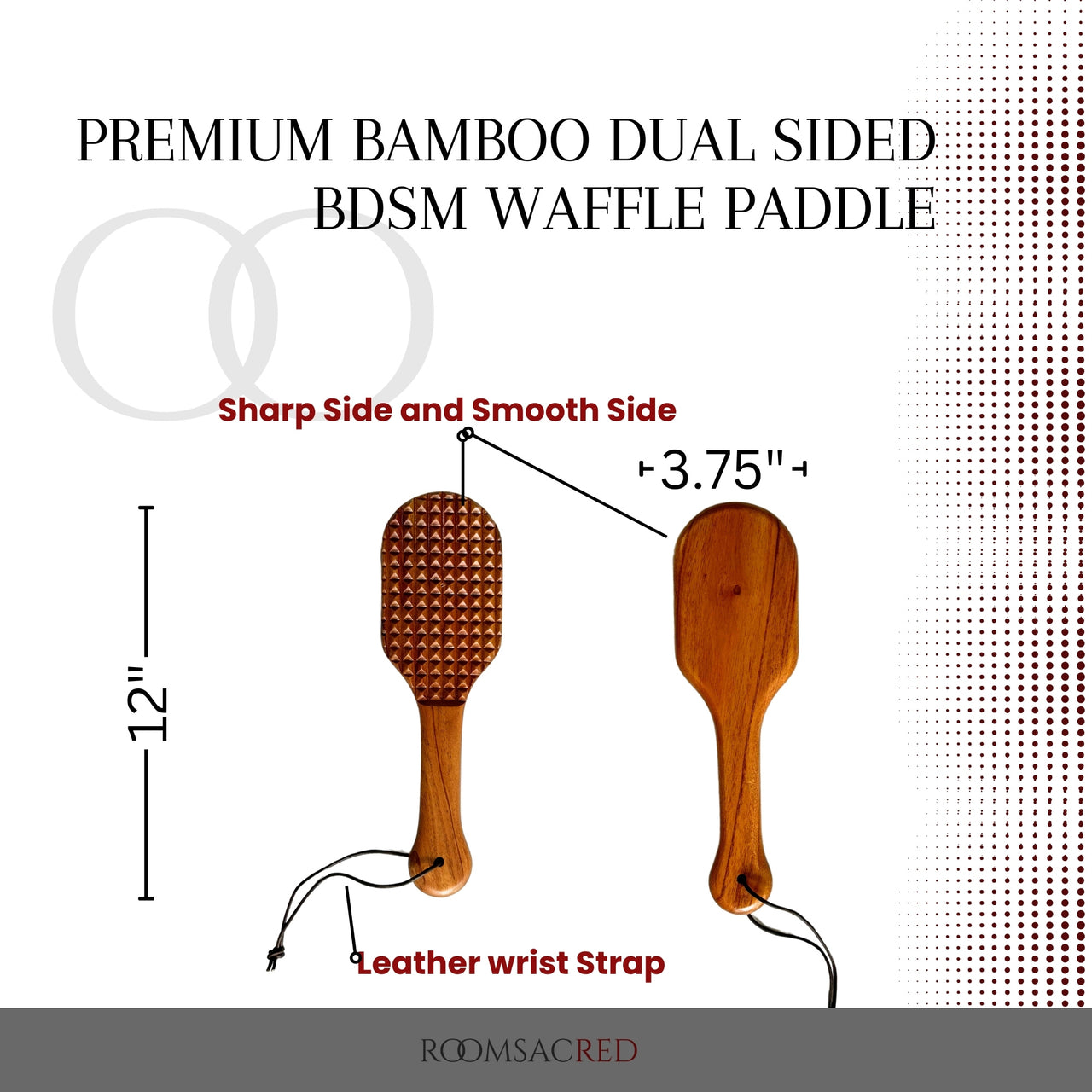 Premium Solid Bamboo Waffle Paddle Dual-Sided Design for Varied Sensory Discipline BDSM Play