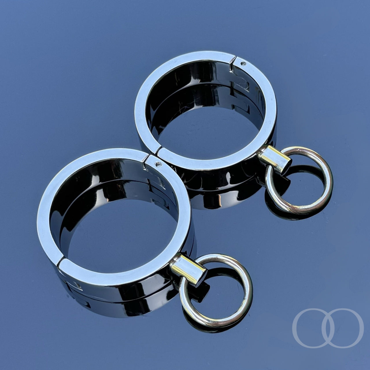 Ultra-Luxury Stainless Steel Wrist Cuffs – Premium BDSM Restraints with Velvet-Smooth Finish and O-Ring for Bondage Play