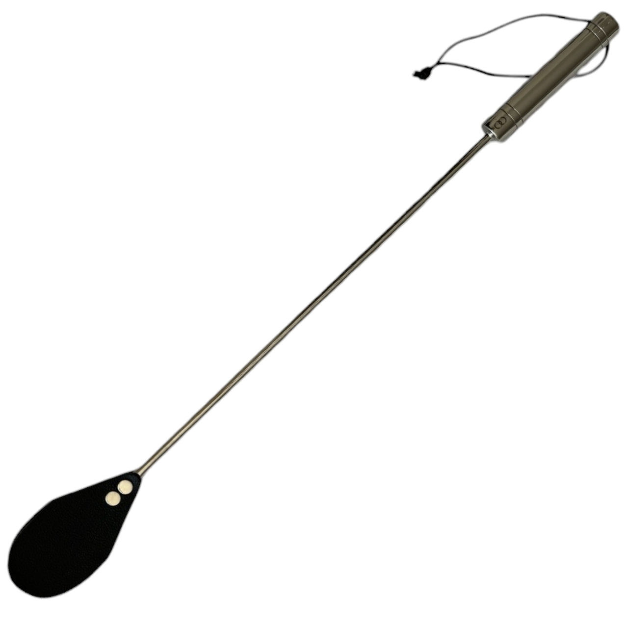 Solid Stainless Steel Riding Crop with Dual Leather Keeper Premium BDSM Whip Gear for Precision Play 27 Inches