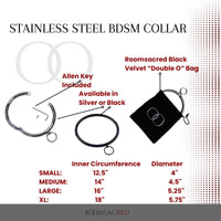 Thumbnail for Luxury Stainless Steel BDSM Collar in Shiny Silver or Black | Secure and Stylish | Available in Multiple Sizes