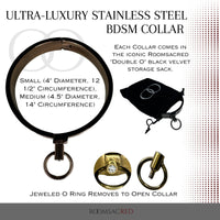 Thumbnail for Ultra-Luxury Stainless Steel Collar with Gemstone O-Ring – Premium BDSM Twist-Lock Choker Velvet-Smooth 2 Sizes for Custom Restraint