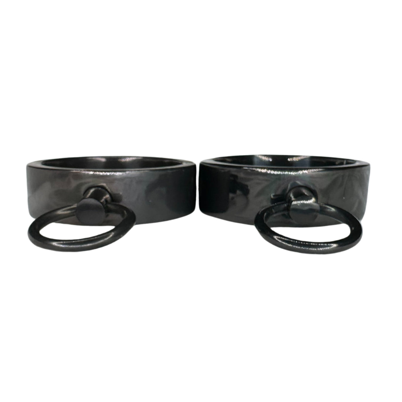 Ultra-Luxury Stainless Steel Wrist Cuffs – Premium BDSM Restraints with Velvet-Smooth Finish and O-Ring for Bondage Play