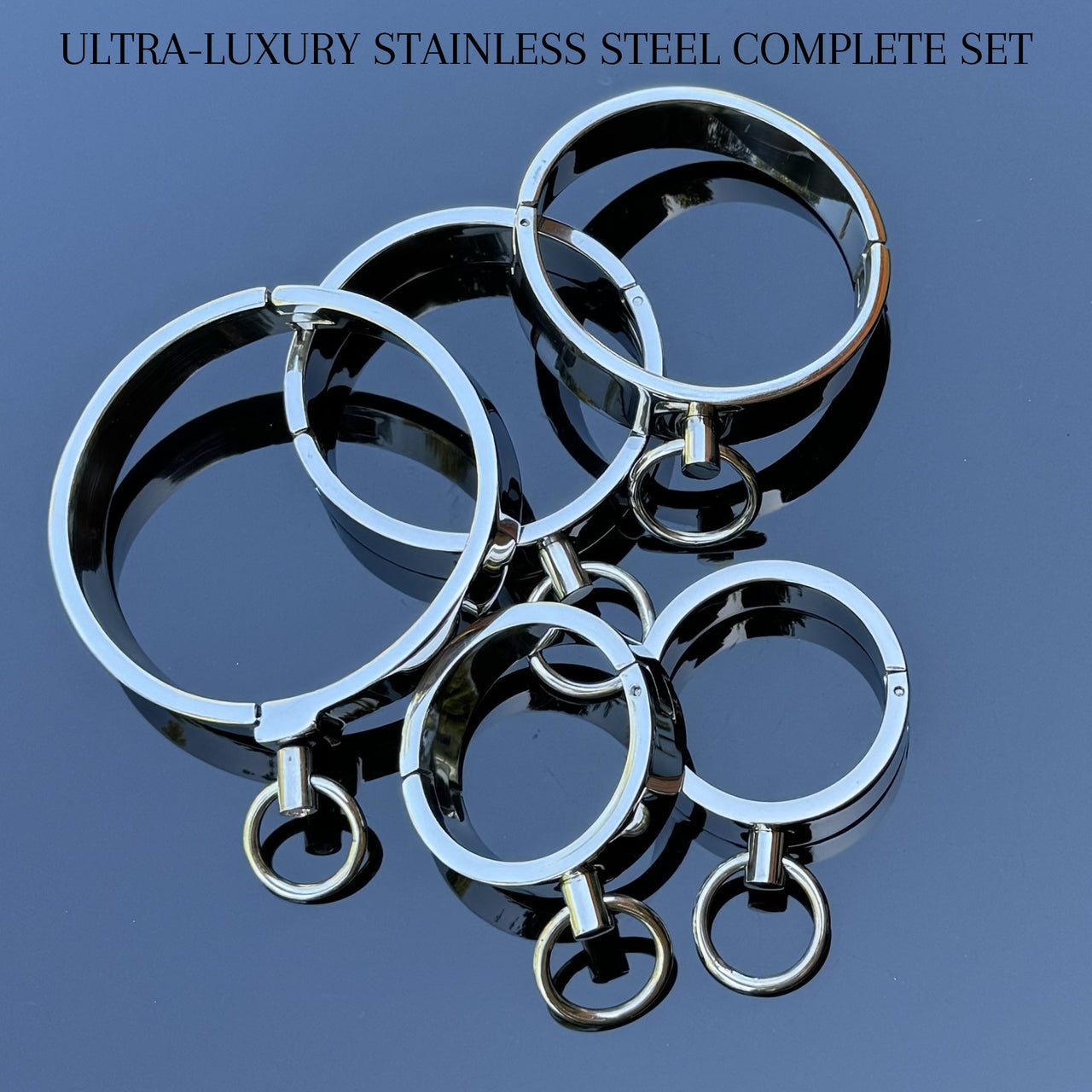 Ultra-Luxury Stainless Steel Wrist Cuffs – Premium BDSM Restraints with Velvet-Smooth Finish and O-Ring for Bondage Play