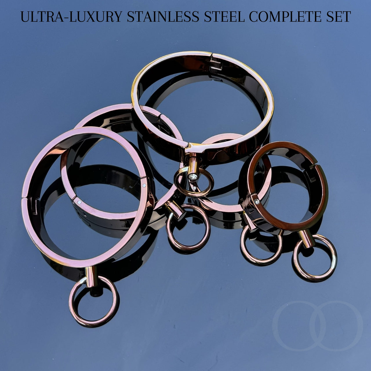 Ultra-Luxury Stainless Steel Wrist Cuffs – Premium BDSM Restraints with Velvet-Smooth Finish and O-Ring for Bondage Play