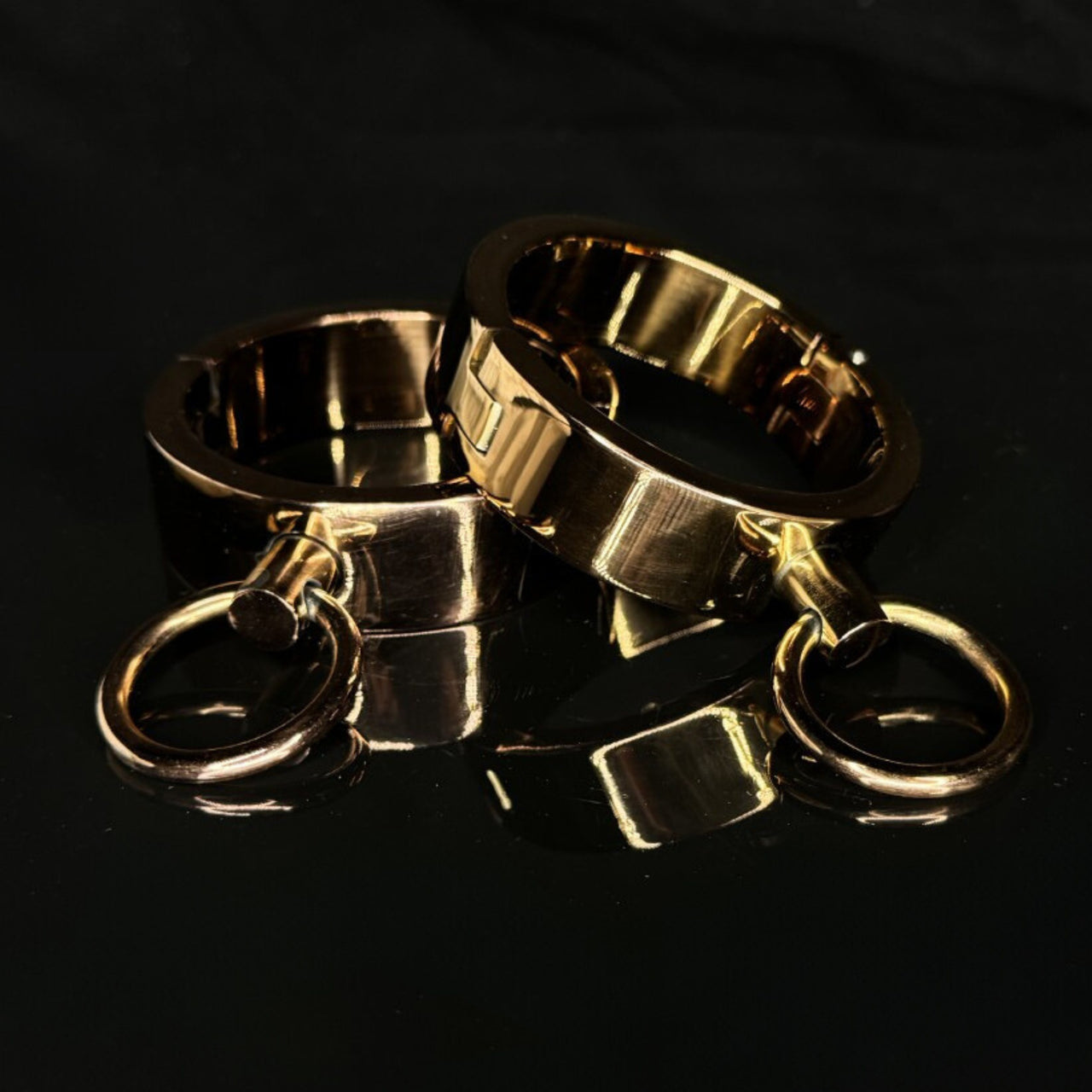 Ultra-Luxury Stainless Steel Wrist Cuffs – Premium BDSM Restraints with Velvet-Smooth Finish and O-Ring for Bondage Play