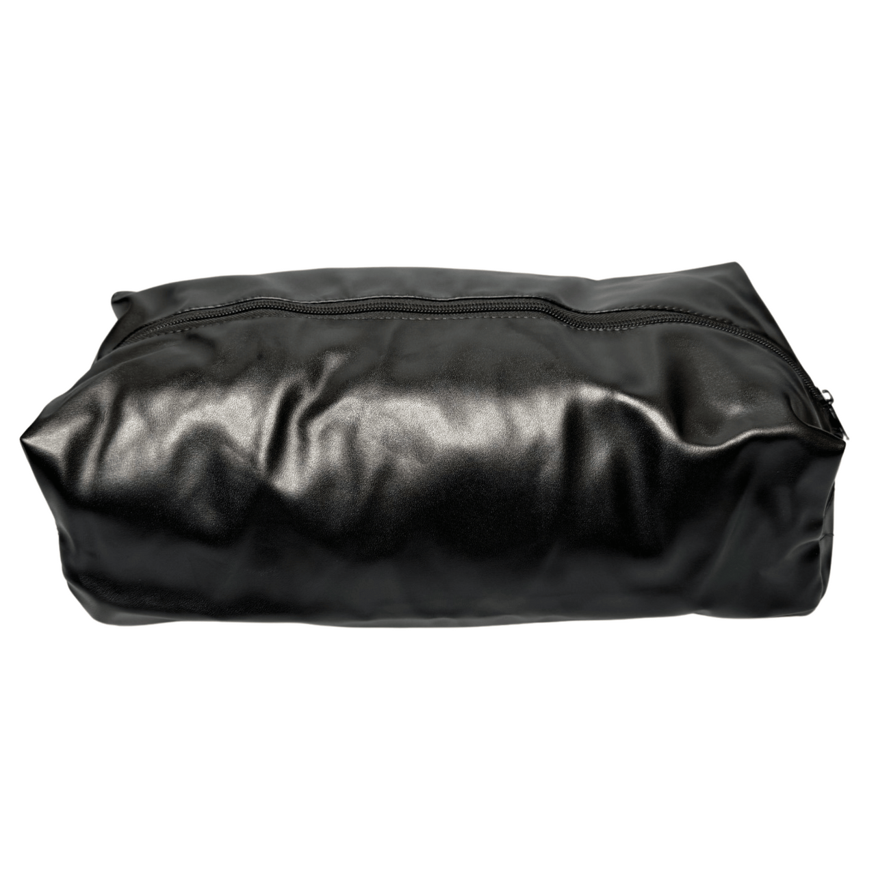 Chic Black PU Leather Toy Storage Bag – 13-Inch Discreet Organizer with Secure Zipper for Sensory Play Accessories