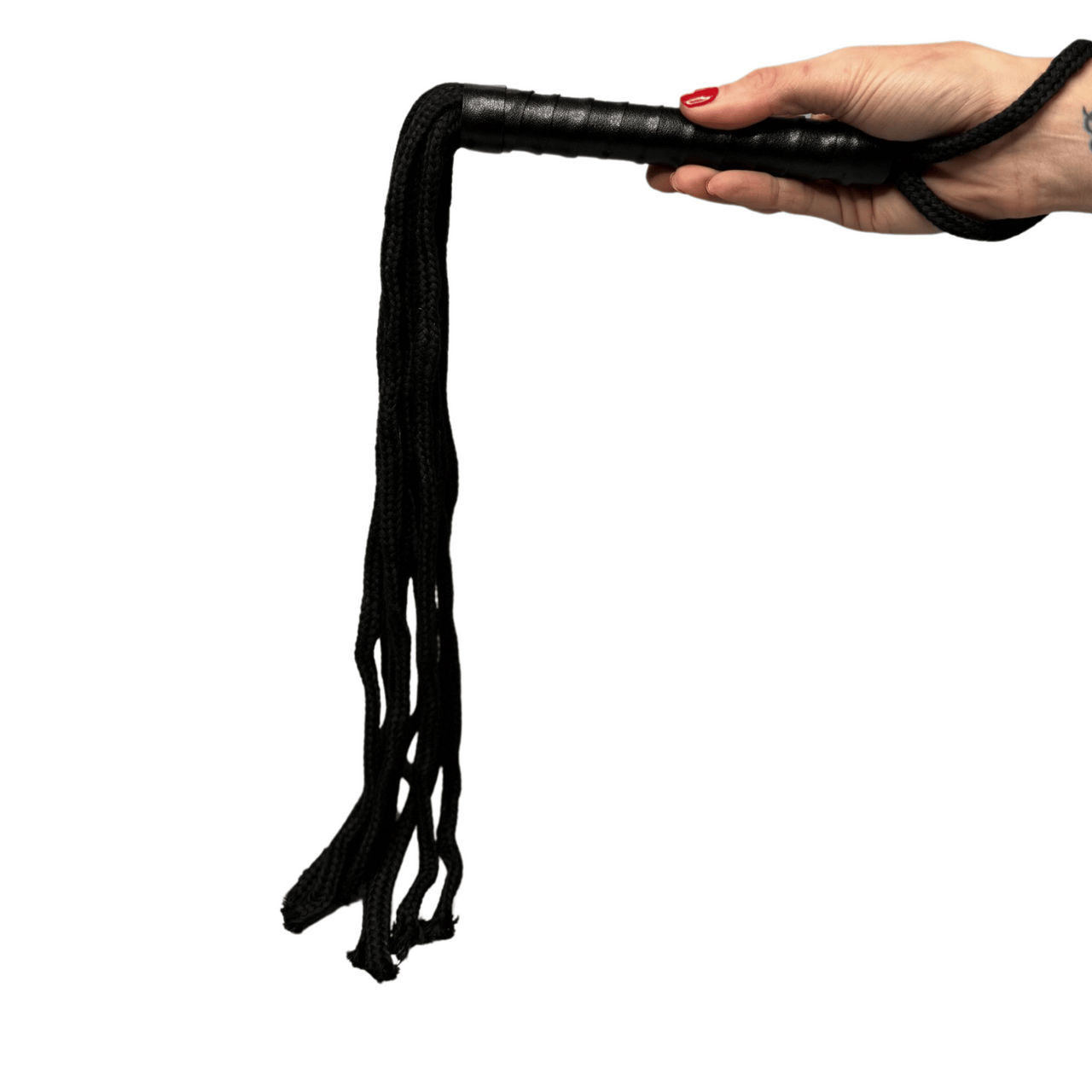 Sensory Experience Flogger Cotton Rope Flogger with PU Leather Handle for Enhanced Play