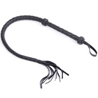 Thumbnail for Sleek and Chic 48-Inch Black PU Leather Whip – Elegant Décor and Sensory Play Accessory with Wrapped Handle and Tassel Fronds