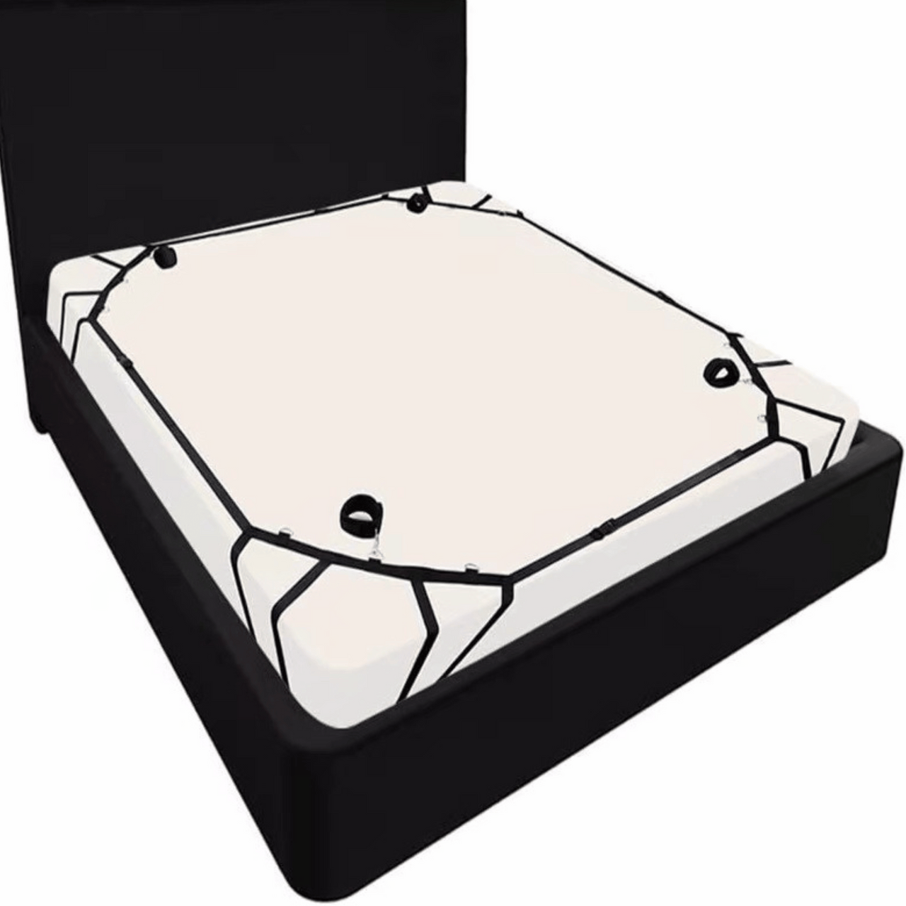 Bed Straps Restraint Bondage System for King & Queen Mattress Experience Enhanced Adult Play with Discreet Easy Installation and Secure Cuffs