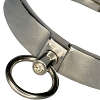 Thumbnail for Ultra-Luxury Stainless Steel Collar with Gemstone O-Ring – Premium BDSM Twist-Lock Choker Velvet-Smooth 2 Sizes for Custom Restraint