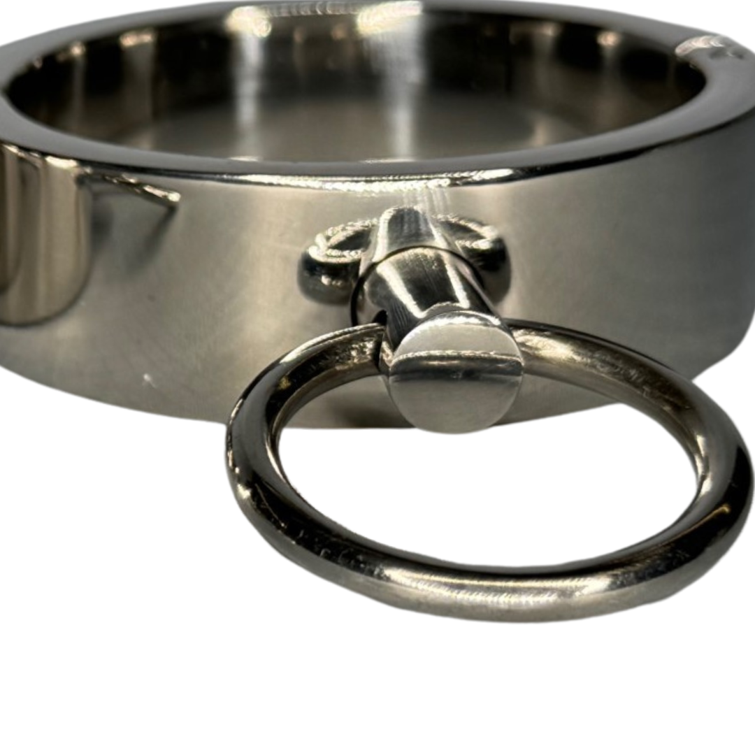 Ultra-Luxury Stainless Steel Wrist Cuffs – Premium BDSM Restraints with Velvet-Smooth Finish and O-Ring for Bondage Play