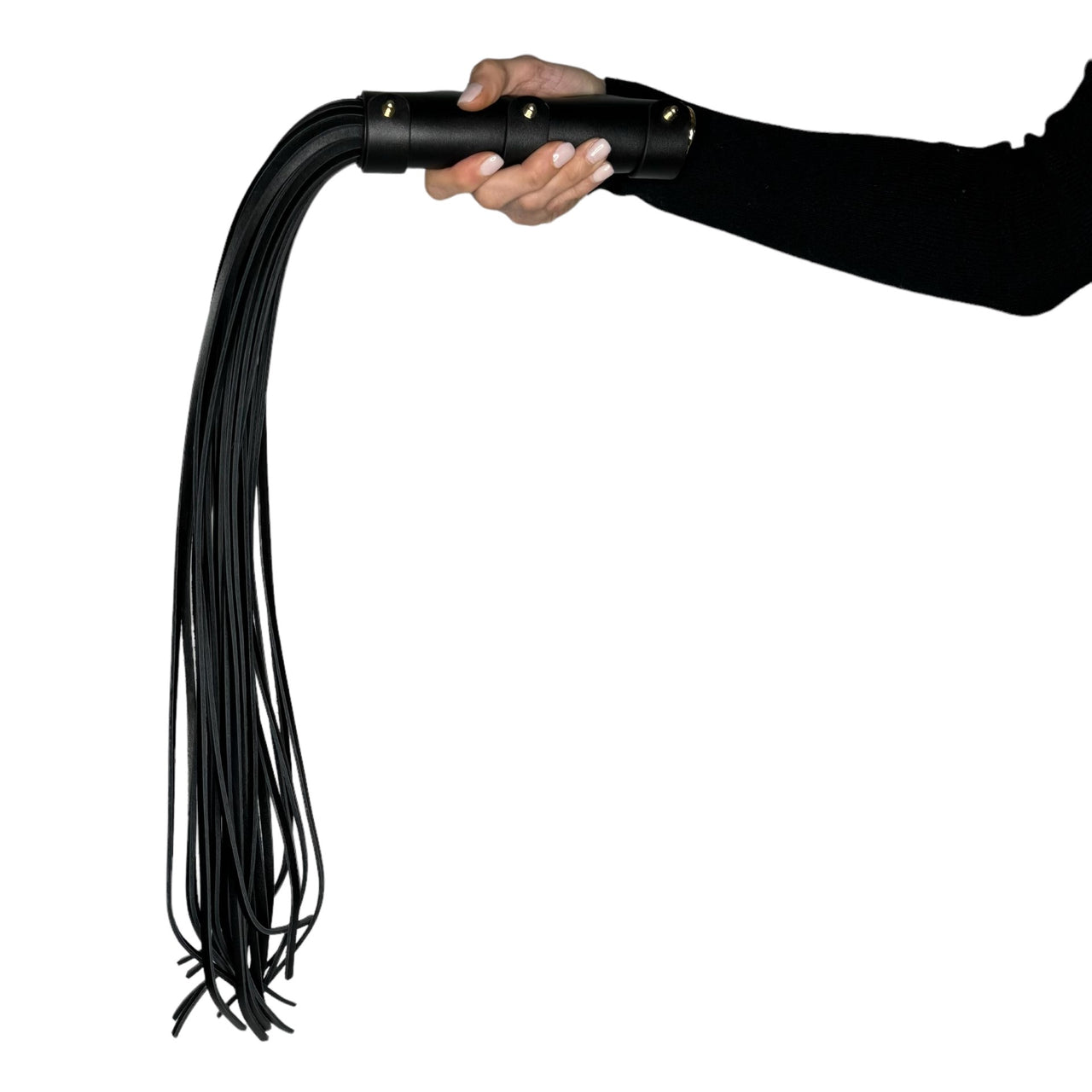 Serious Heavy Duty Leather Braided Flogger Whip with Extended Tassels & Rolled Handle Premium Sensory Play Accessory for Couples