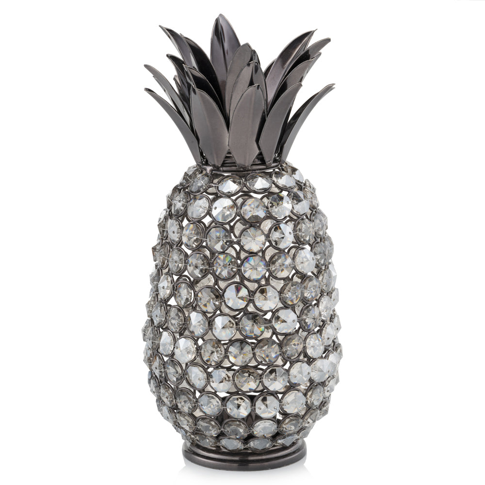 Crystal Black and Nickel Pineapple Sculpture