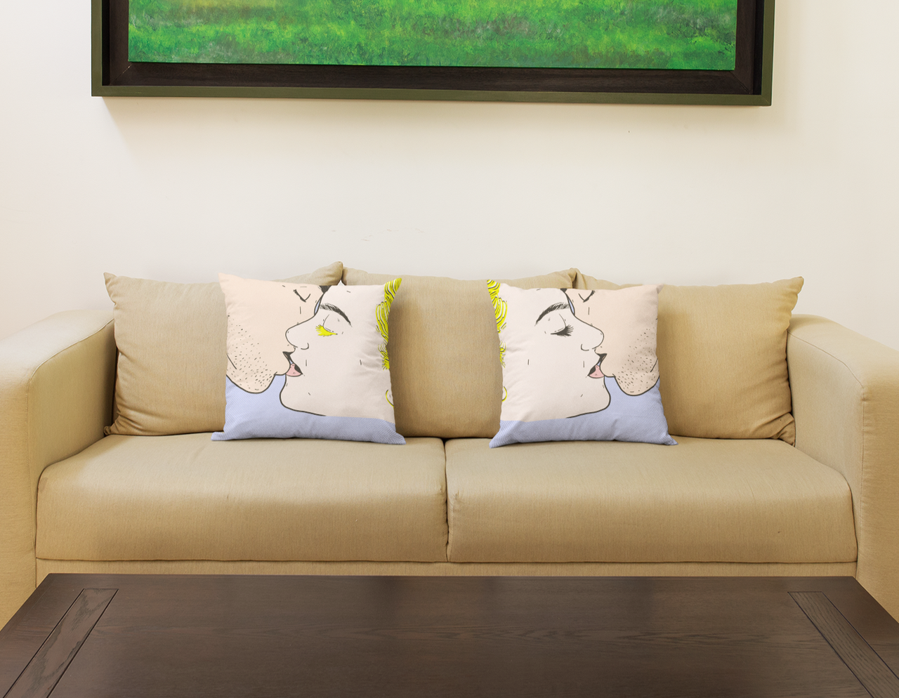 Hetero Kiss Pillow Art